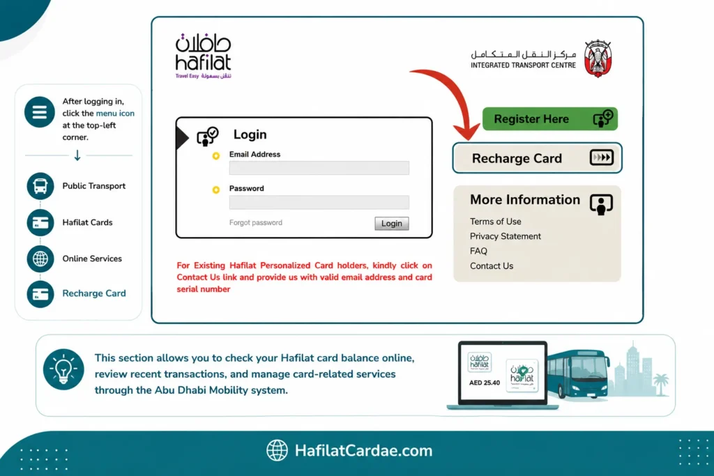 Open the Hafilat Card Services Section